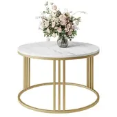 Lookway Runder Couchtisch LORI LEVANTO mit goldenem Gestell