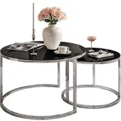 Lookway Runder Tisch 2in1 CIRI GLASS CHROM mit Glasplatte