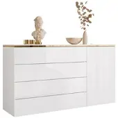 Lookway Kommode mit Schubladen AURORA WEISS HOCHGLANZ 4S1D