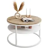 Lookway Runder Couchtisch CIRI mit Ablage Eiche Artisan Wotan Stirling