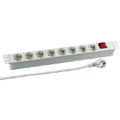 Efbe-Schott EFB 691686K 19” 1HE Steckdosenleiste 8 x CEE 7/3 mit Schalter, RAL7035