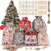 Sonstiges Adventskalender 24 Stoffsäckchen DIY Weihnachtskalender Kinder Erwachsene Rot Grau Beige