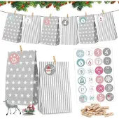 Sonstiges Adventskalender Tüten Grau mit Zahlenaufklebern, DIY Weihnachtskalender