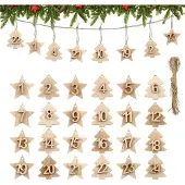 Sonstiges LIHAO Adventskalender 24 Zahlen Holz Anhänger Weihnachtsbaum Countdown Holzverzierungen