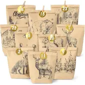 Sonstiges Adventskalender zum Befüllen mit Aufkleber und Holzklemme, Cozy Winter-Design