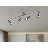 Meine Wunschleuchte Moderner LED Innen Deckenstrahler 4-flammig Silber, Spots schwenkbar Breite 70cm