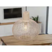 Meine Wunschleuchte LED Pendelleuchte einflammig mit Gitter Lampenschirm Beige, Esstischlampe Ø 33cm