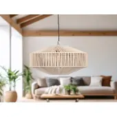 Meine Wunschleuchte Boho Pendelleuchte Lampenschirm geflochten beige für Esstisch & Couchtisch Ø61cm