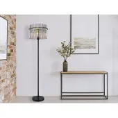 Meine Wunschleuchte Ausgefallene LED Stehlampe Wohnzimmer Ecke hinter Sofa, Lampenschirm Rauchglas