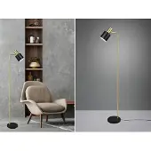 Meine Wunschleuchte LED Stehlampe Metall Schwarz & Gold Retro Leselampe dimmbar Höhe 154cm