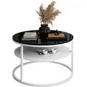 Lookway Runder Couchtisch CIRI mit Ablage Hochglanz