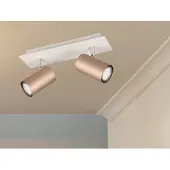 Meine Wunschleuchte Deckenstrahler 2-flammig Spots schwenkbar Coffee-Grau mit GU10 LED, Breite 30cm