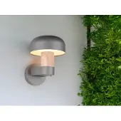 Meine Wunschleuchte LED Außenwandleuchte Anthrazit und Holzoptik moderne Terrassenbeleuchtung H:24cm