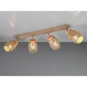 Meine Wunschleuchte Deckenstrahler 4-flammig Metall Coffee mit Dekorstanzung & E27 LED, Breite 74cm