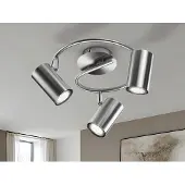 Meine Wunschleuchte Moderner LED Innen Deckenstrahler rund 3-flammig Silber, Spots schwenkbar Ø 25cm
