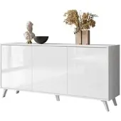 Lookway SIDEBOARD SANAYI auf weißen Beinen, Hochglanz Weiß/Weiße Beine