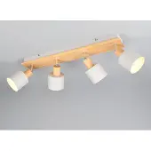 Meine Wunschleuchte LED Wandstrahler & Deckenstrahler 4flammig Hellgrau mit Holz - Spots schwenkbar
