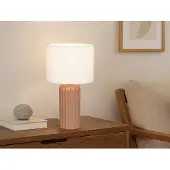 Meine Wunschleuchte LED Tischlampe mit Keramikfuß Mocca & Stoffschirm Beige, Nachttischlampe H: 36cm