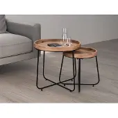 Meine Wunschleuchte Couchtisch 2 teilig mit Metallgestell Beistelltische für Couch Wohnzimmertische