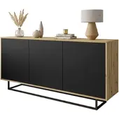 Lookway KOMMODE SANAYI II Eiche Artisan/Schwarz aun Schwarzenem Gestell