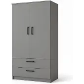 Stylmeble24 Kleiderschrank 2-türig mit 2 Schubladen – 90 cm Grafit