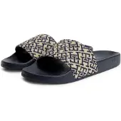 Tommy Hilfiger Pantolette "TH MONOGRAM POOL SLIDE" Sommerschuh, Strandschuh mit logobedruckter Bandage