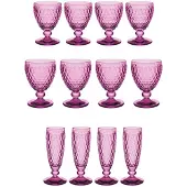 Villeroy & Boch Gläser-Set "Wasser-, Wein- und Sektgläser Boston Coloured 12er Set", pink (berry), B:2cm H:2cm, Glas, Trinkgefäße, Gläser-Set, Spülmaschinenfest