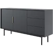 Selsey Viviaro - Sideboard 2-türig mit 3 Schubladen, schwarz, 154 cm