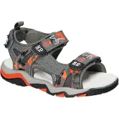American Club XD189, Kinder Sandalen Klettverschluss Leder-Einlegesohle bequem, Schwarz, Grau 27