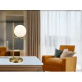 Meine Wunschleuchte Design LED Nachttischlampe Messing Lampenschirm Glaskugel weiß fürs Schlafzimmer