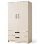 Stylmeble24 Kleiderschrank 2-türig mit 2 Schubladen – 90 cm Kaschmir