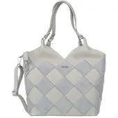 Vezze Scacchi Große Lederhandtasche Grau