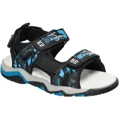 American Club XD189, Kinder Sandalen Klettverschluss Leder-Einlegesohle bequem, Schwarz 30