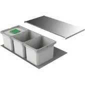 NABER , Cox Box 1T 800-3 N40. Abfallsammler, mit Biodeckel, hellgrau - Mülleimer