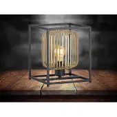 Meine Wunschleuchte Ausgefallene kleine Tischlampe Schwarz Gold Lamellen Lampenschirm & LED dimmbar