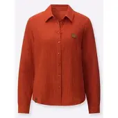 Casual Looks Langarmbluse , Damen, Gr. 54, rot (rostrot), 100% Baumwolle, unifarben, Blusen Langarmbluse