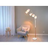 Meine Wunschleuchte Bogenlampe Stehlleuchte Wohnzimmer Leinen Holz 5-flammig LED 200cm skandinavisch