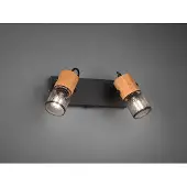 Meine Wunschleuchte Schwenkbarer LED Wandstrahler - Spotleuchte mit Schalter Metallgeflecht und Holz