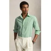 Ralph Lauren für Herren. 710B15595011 Grün gestreiftes Custom-Fit-Popeline-Hemd (L), Lässig, Baumwolle, Langarm