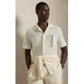 Ralph Lauren für Herren. 710B18536002 Cremeweiß texturiertes Pointelle-Hemd (M), Lässig, Baumwolle, Langarm
