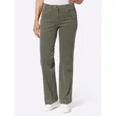 Inspirationen Cordhose , Damen, Gr. 44, Normalgrößen, grün (khaki), 98% Baumwolle, 2% Elasthan, unifarben, lang, Hosen Cordhose