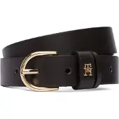 Tommy Hilfiger Ledergürtel "ESSENTIAL EFFORTLESS 2.5 cm breit GOLD", Damen, Gr. 80, fondant braun, Rindsleder, Gürtel Ledergürtel, Logoemblem, weiche Haptik, ovale Einfachdornschließe