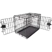 Amazon Basics A. Basics Zusammenklappbarer Hundekäfig aus Metalldraht mit Bodenschale, Doppelt