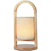 V-TAC LED Tischleuchte, Touchdimmer, Holz, beige, Akku, H 32 cm