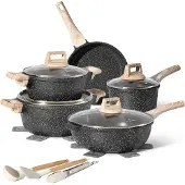 Just perfecto JL-778: 14-teiliges Küchenset, schwarze Granitoptik