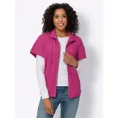 Sieh an! Shirtjacke SIEH AN "Shirtjacke Shirtjacke in Ripp-Qualität mit Baumwolle", Damen, Gr. 56, pink (fuchsia), Sportlich, Shirts Shirtjacke