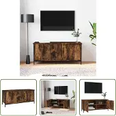 The Living Store TV-Schrank mit Türen Räuchereiche 102x35x45 cm Holzwerkstoff