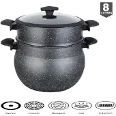 ROYAL SWISS Couscoussiere Dämpfer Couscous Kuskus Kochtopf Dampfkocher 3 grössen 8L
