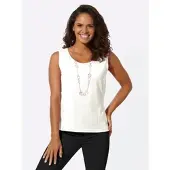 Casual Looks Shirttop , Damen, Gr. 52, beige (ecru), 95% Baumwolle, 5% Elasthan, unifarben, Rundhals, Tops Shirttop