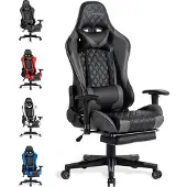 FOXSPORT Gaming Stuhl Ergonomisch-Schreibtischstuhl-Höhenverstellbar Bürostuhl-Computerstuhl für Erwachsene Mädchen Junge-Chefsessel-Drehstuhl-Grau